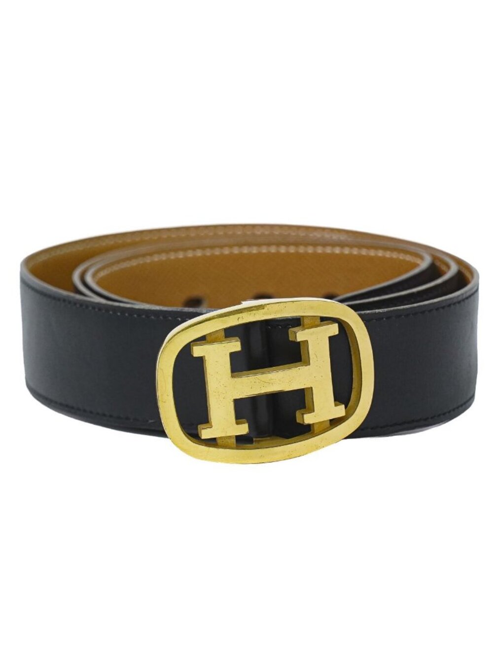 Hermes Constance H Buckle Belt 75 Leather Black Gold